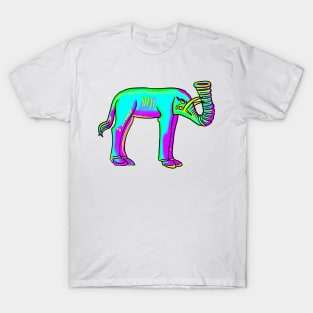 Bad Medieval Art Elephant 90s Retro Frank Style Colorful Trippy Elephant T-Shirt